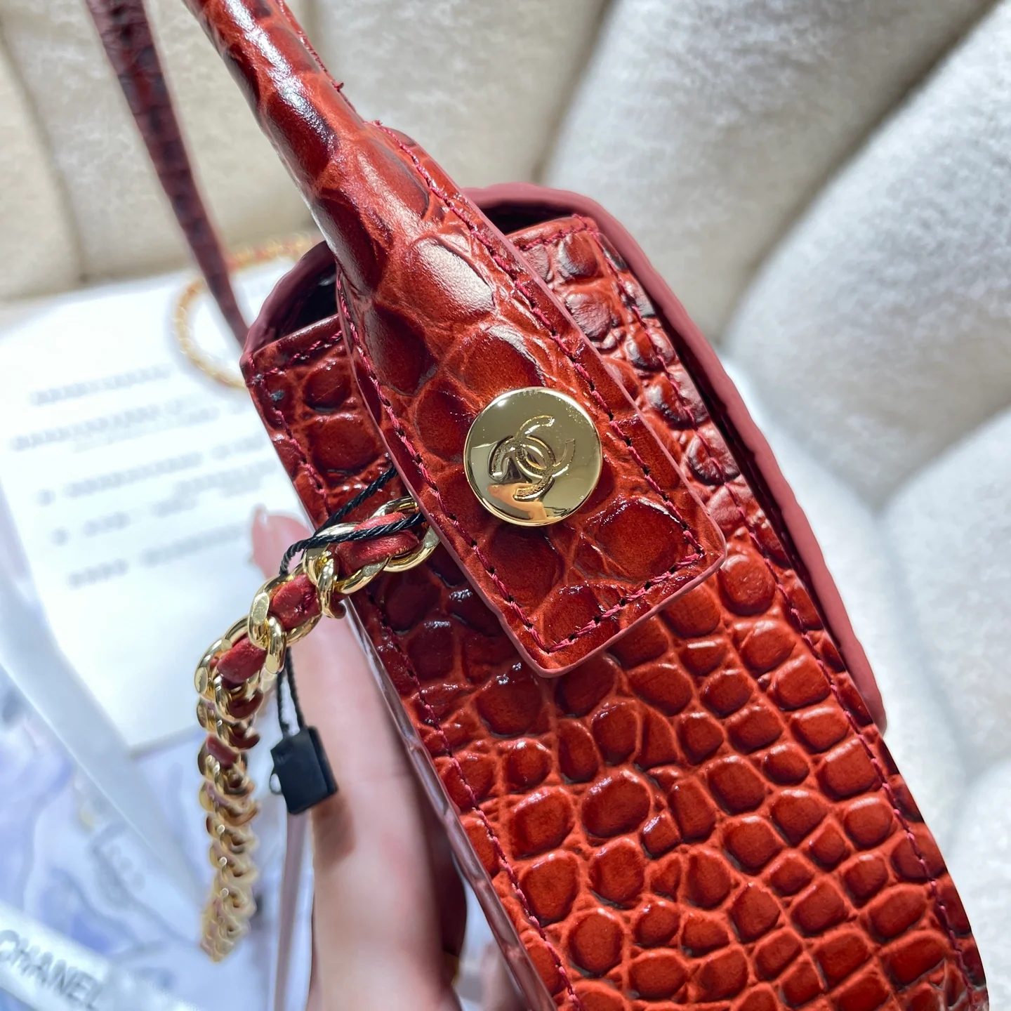 Chanel AS6424 Mini Top Handle Flap Bag in Red