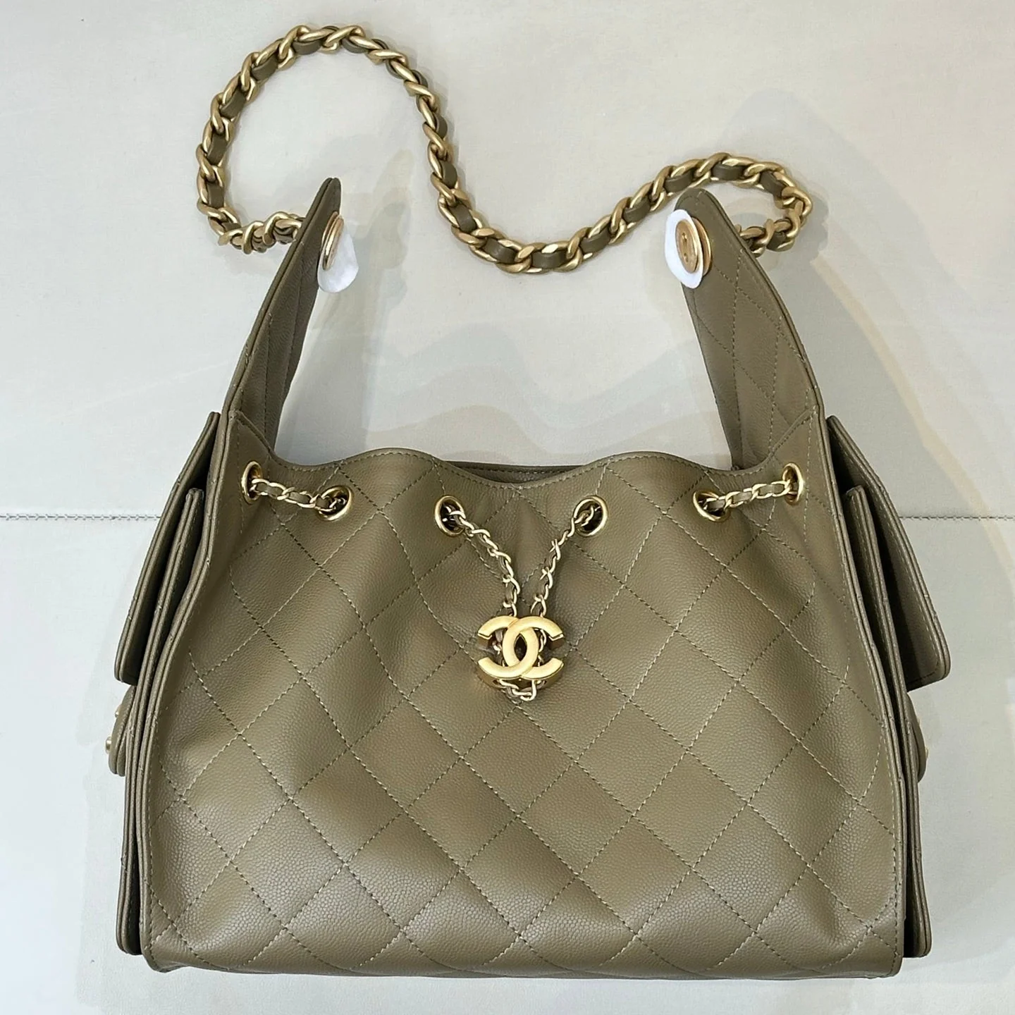 Chanel 25 Small Hobo in Dark Khaki