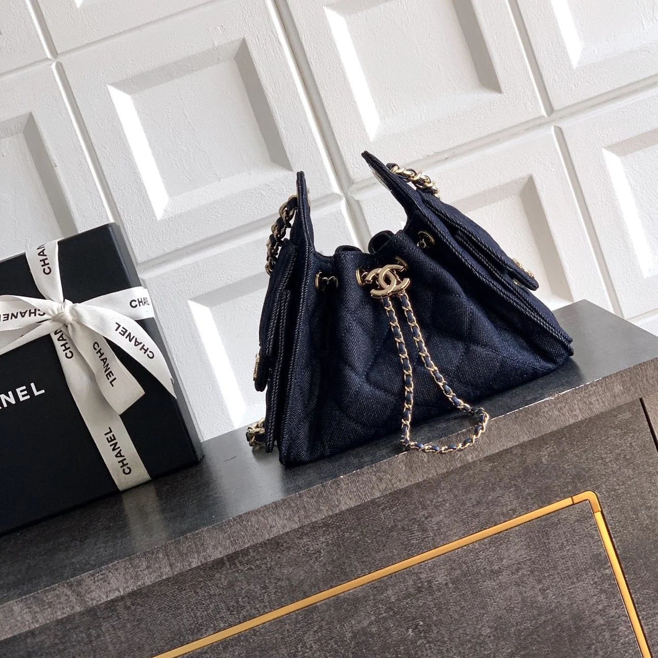 Chanel 25 Small Hobo in Denim with Gold-Tone Metal