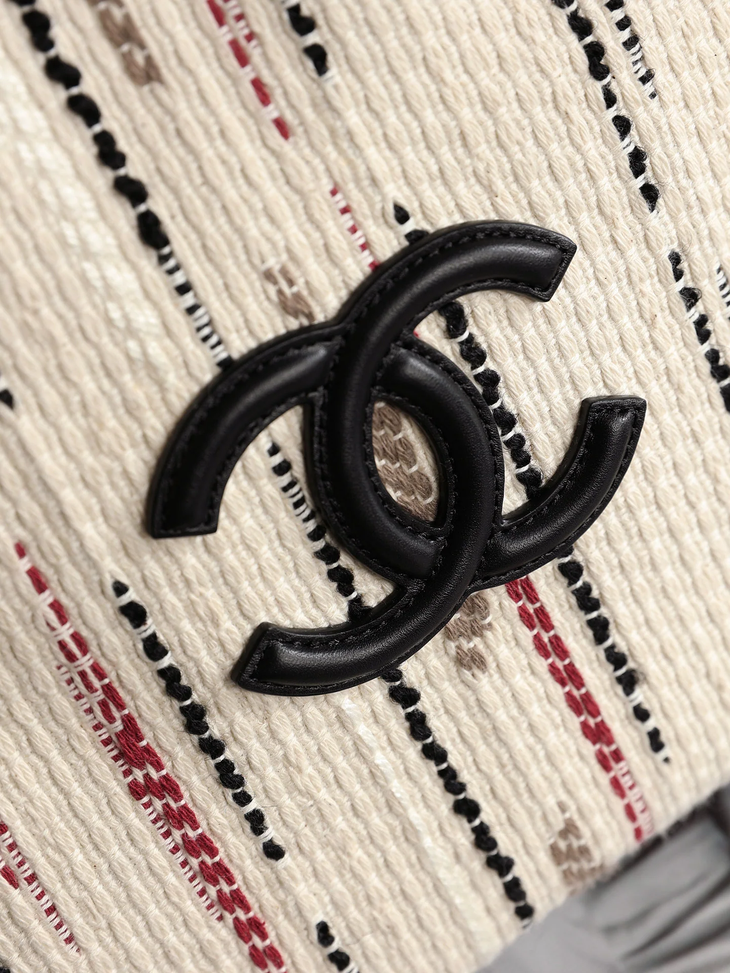 Chanel Mini Shopping Bag – Ecru, Black, Beige, & Red | Pre-Owned Authentic