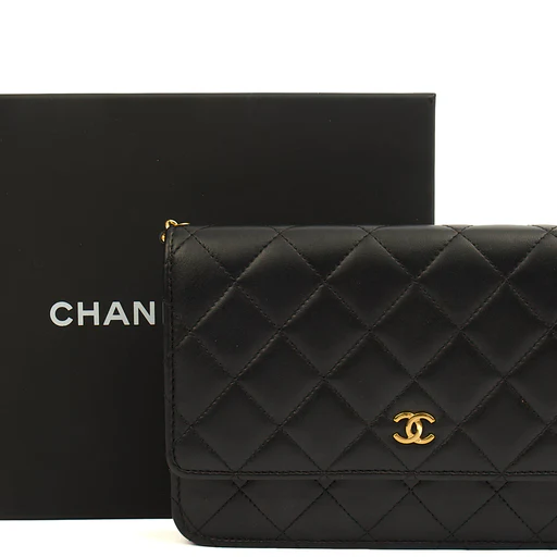 Picture of Chanel Cross Body Wallet on Chain in Black, Lambskin Leather