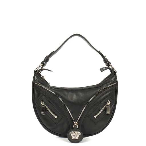 Picture of Versace Shoulder Bag Biker Hobo in Black, Leather