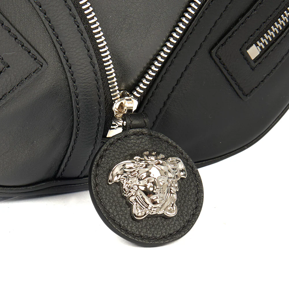 Picture of Versace Shoulder Bag Biker Hobo in Black, Leather