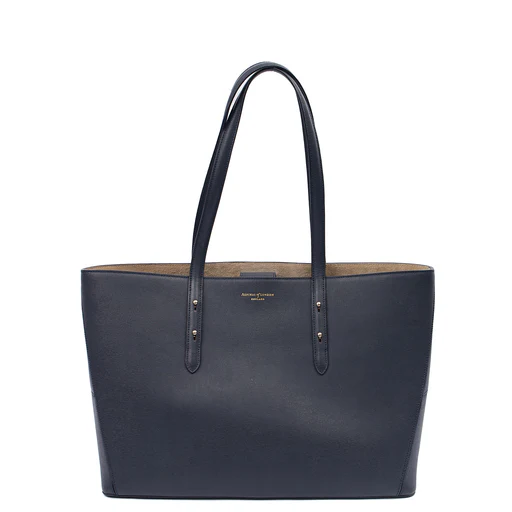 Picture of Aspinal of London Tote Regent Tote in Navy, Leather