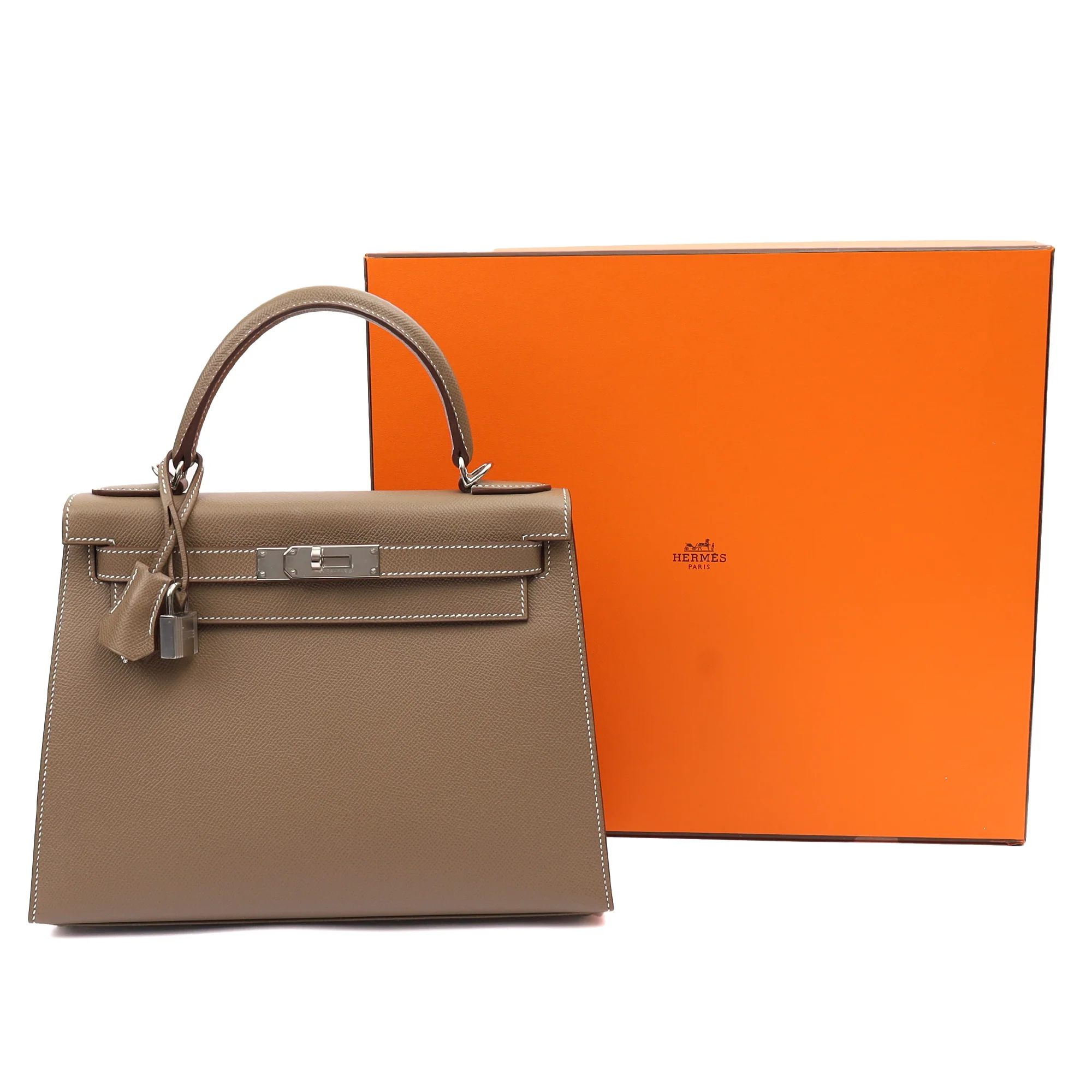 Picture of Hermes Tote Kelly 28 in Etoupe, Epsom Leather