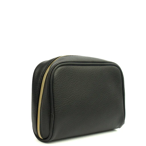 Picture of Aspinal of London Cosmetic Bag Pouch in Black, Leather