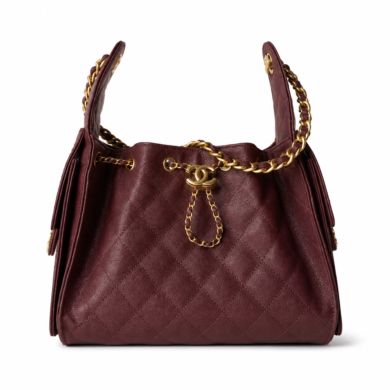 Chanel 25 Small Hobo in Burgundy Calfskin
