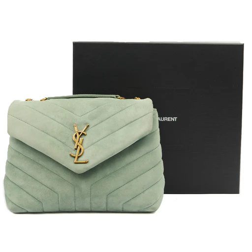 Picture of Saint Laurent Shoulder Bag Lou Lou - Small in Blue, Suede