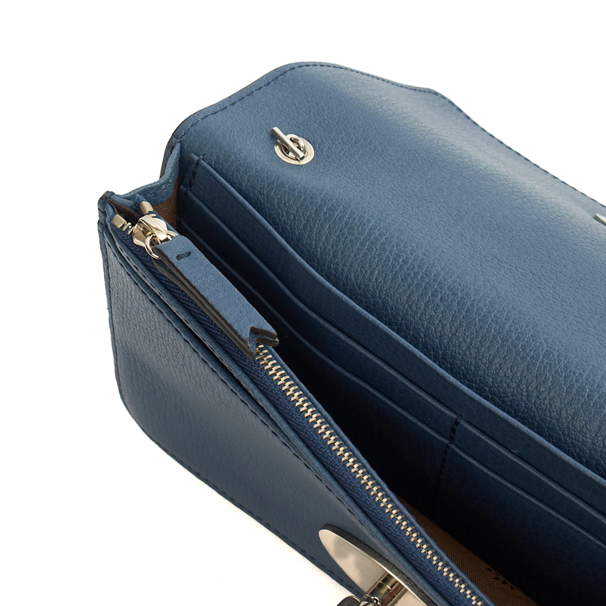Picture of Mulberry Cross Body Bayswater Clutch in Steel Blue, Calfskin Leather