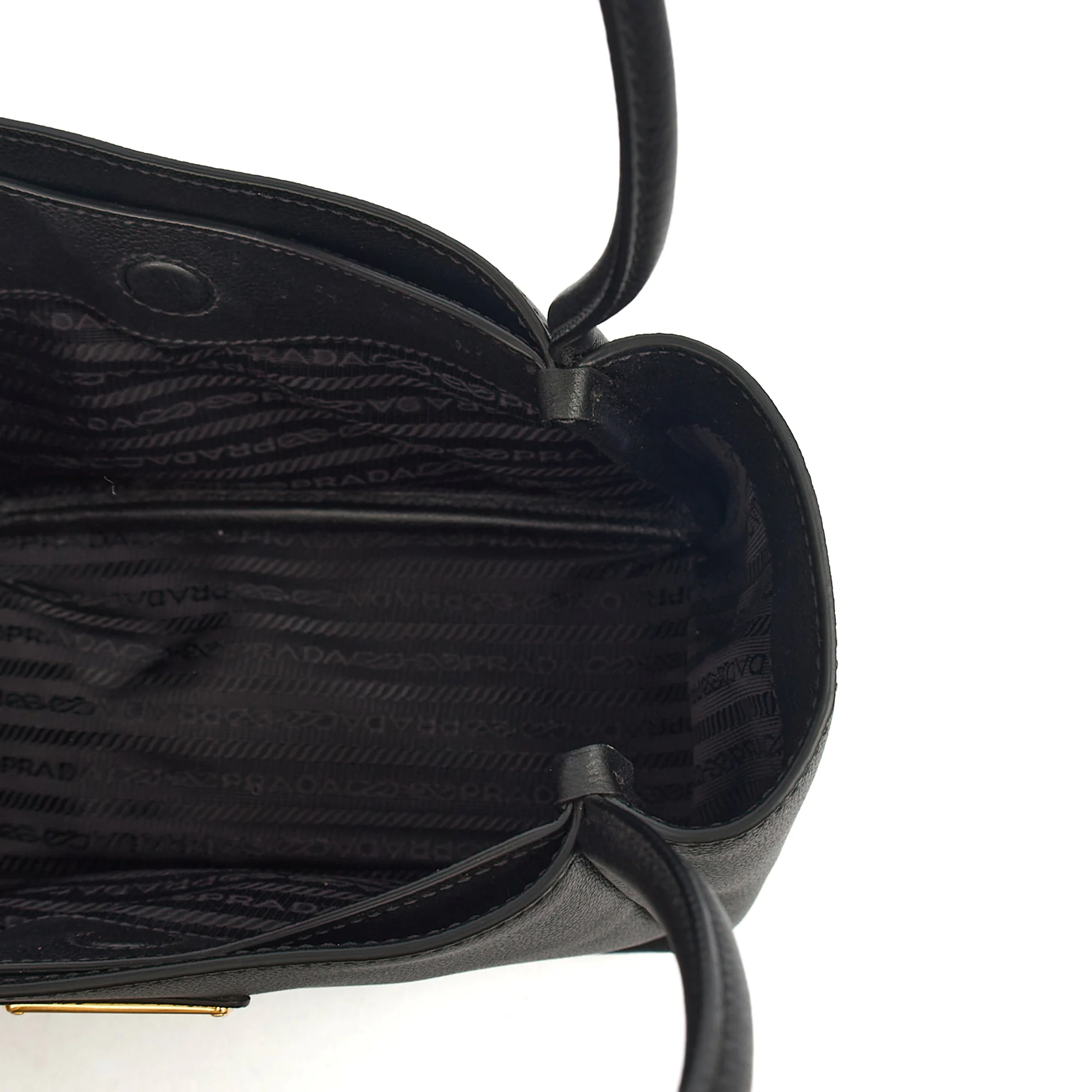 Picture of Prada Tote Plaque Logo Leather Mini Bag in Black, Calfskin