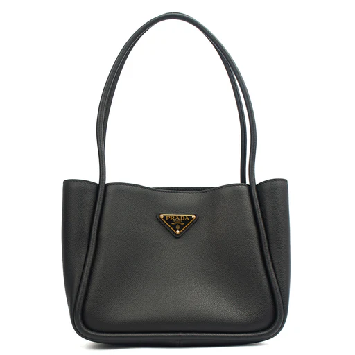 Picture of Prada Tote Plaque Logo Leather Mini Bag in Black, Calfskin