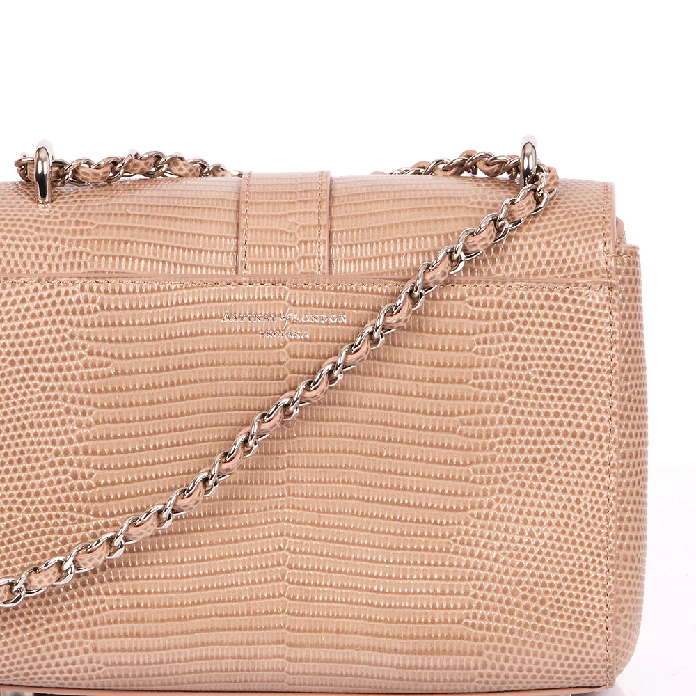 Picture of Aspinal of London Shoulder Bag Lottie in Neutral, Exotic Effect Leather