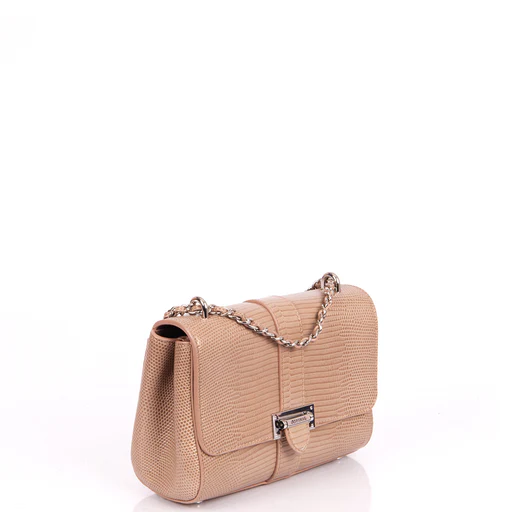 Picture of Aspinal of London Shoulder Bag Lottie in Neutral, Exotic Effect Leather