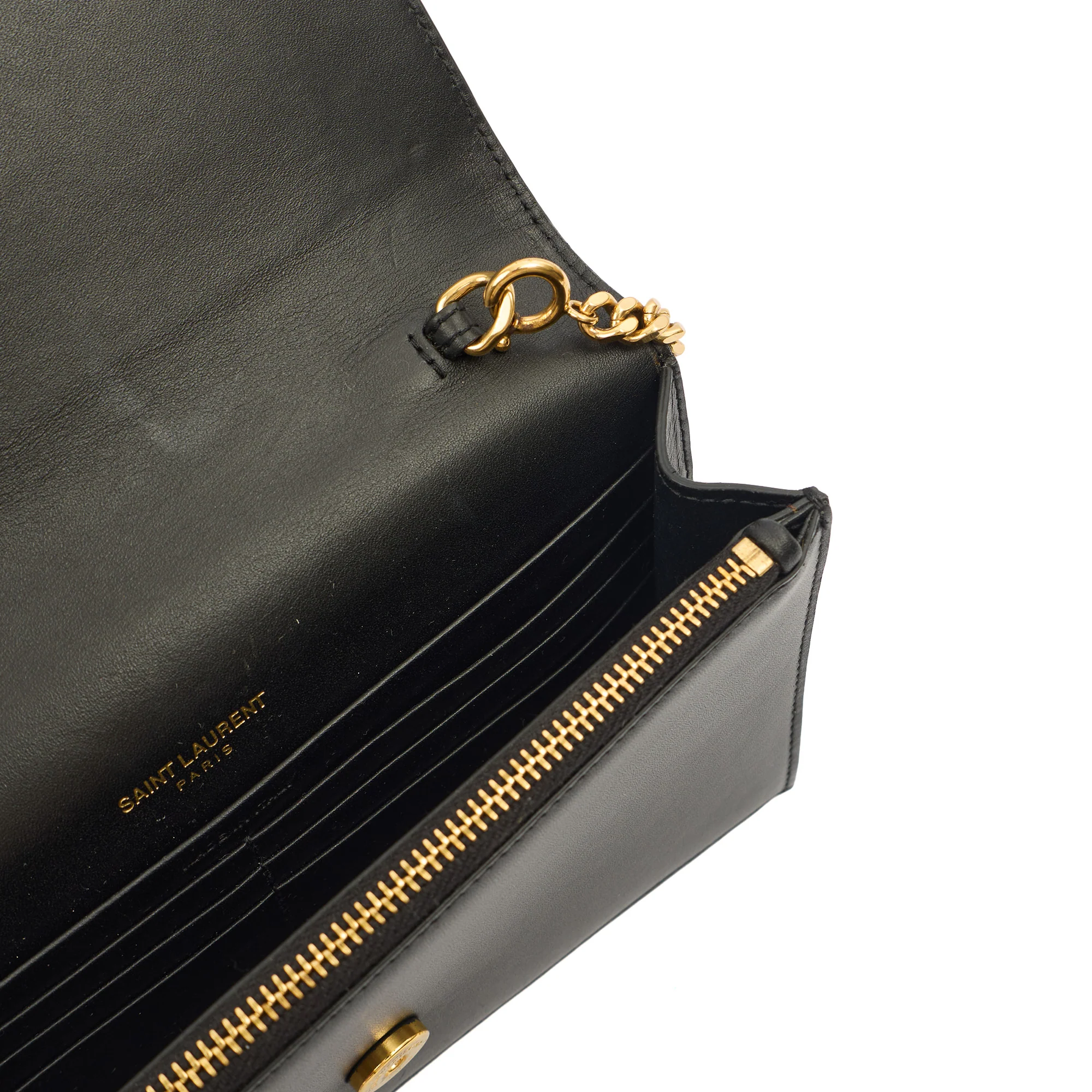 Picture of Saint Laurent Cross Body Kate Tassel Chain Wallet in Black, Leather
