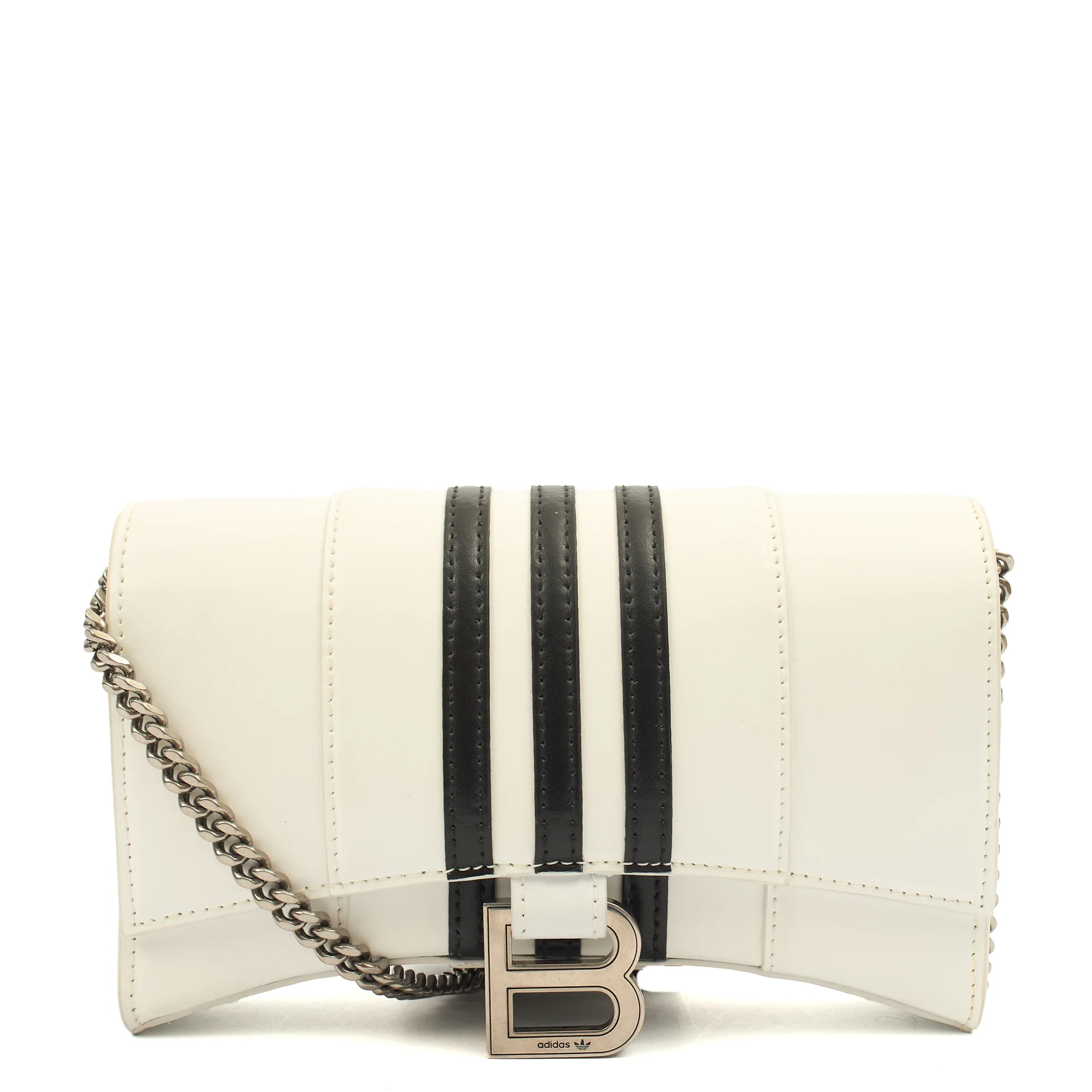 Picture of Balenciaga Cross Body Hourglass Wallet on Chain in White, Leather
