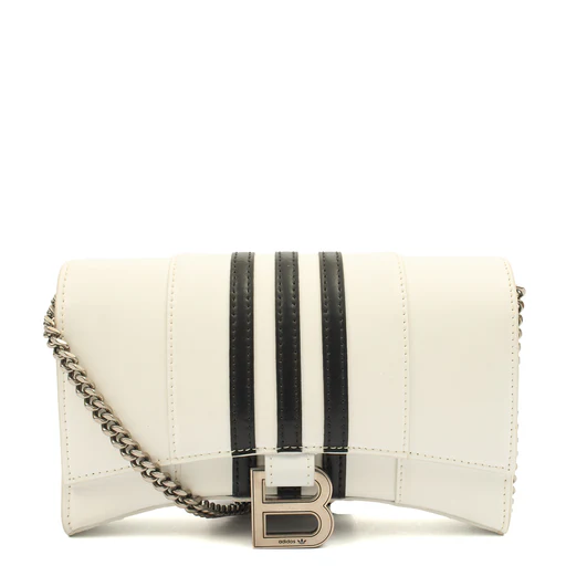 Picture of Balenciaga Cross Body Hourglass Wallet on Chain in White, Leather