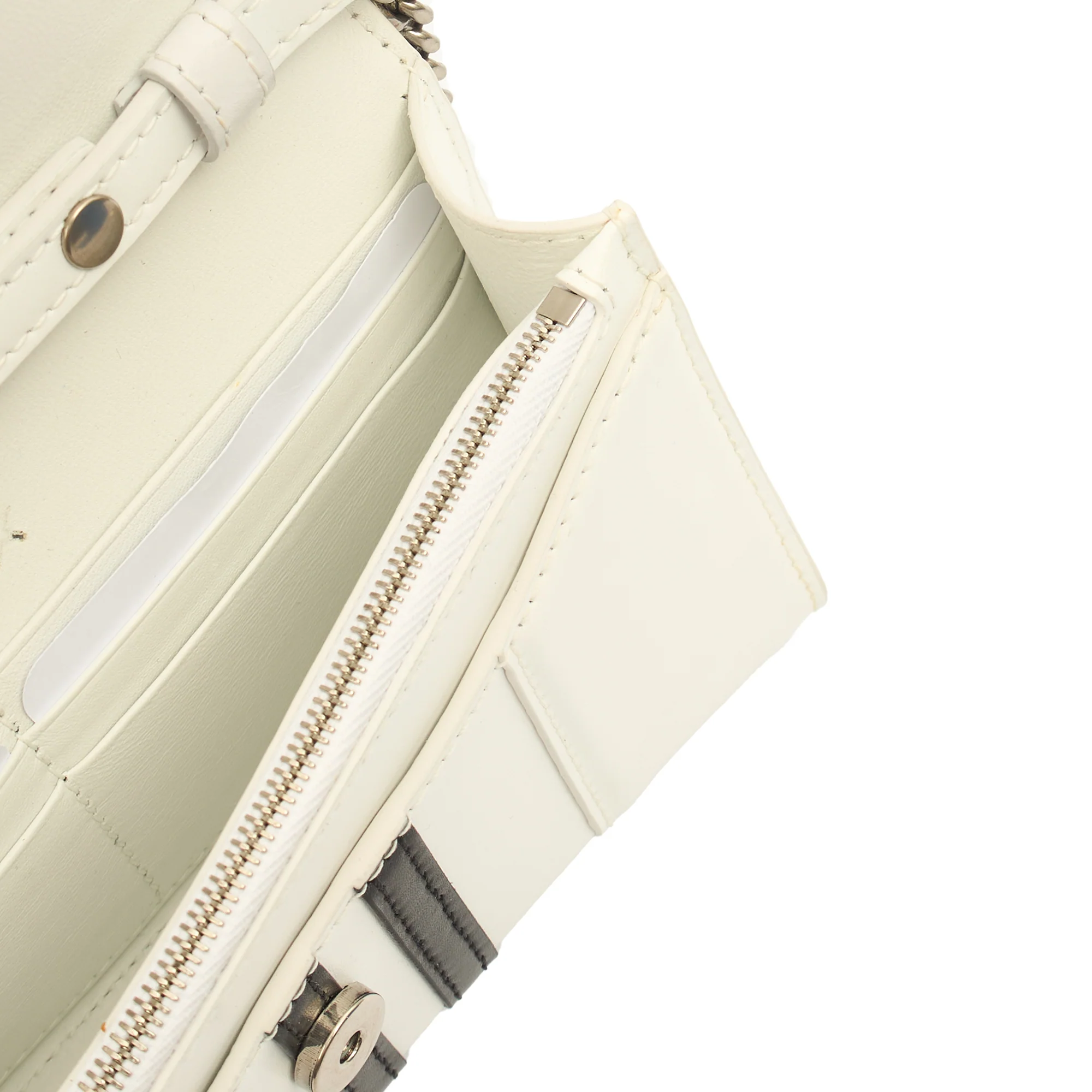 Picture of Balenciaga Cross Body Hourglass Wallet on Chain in White, Leather