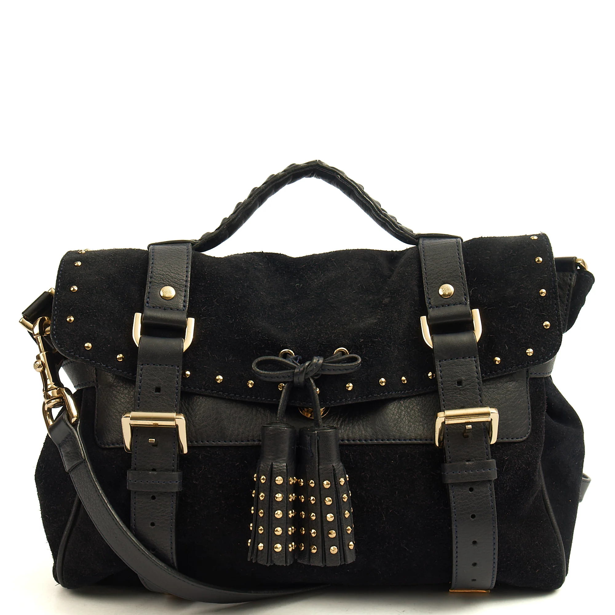Mulberry Satchel Alexa Tassel in Black, Suede