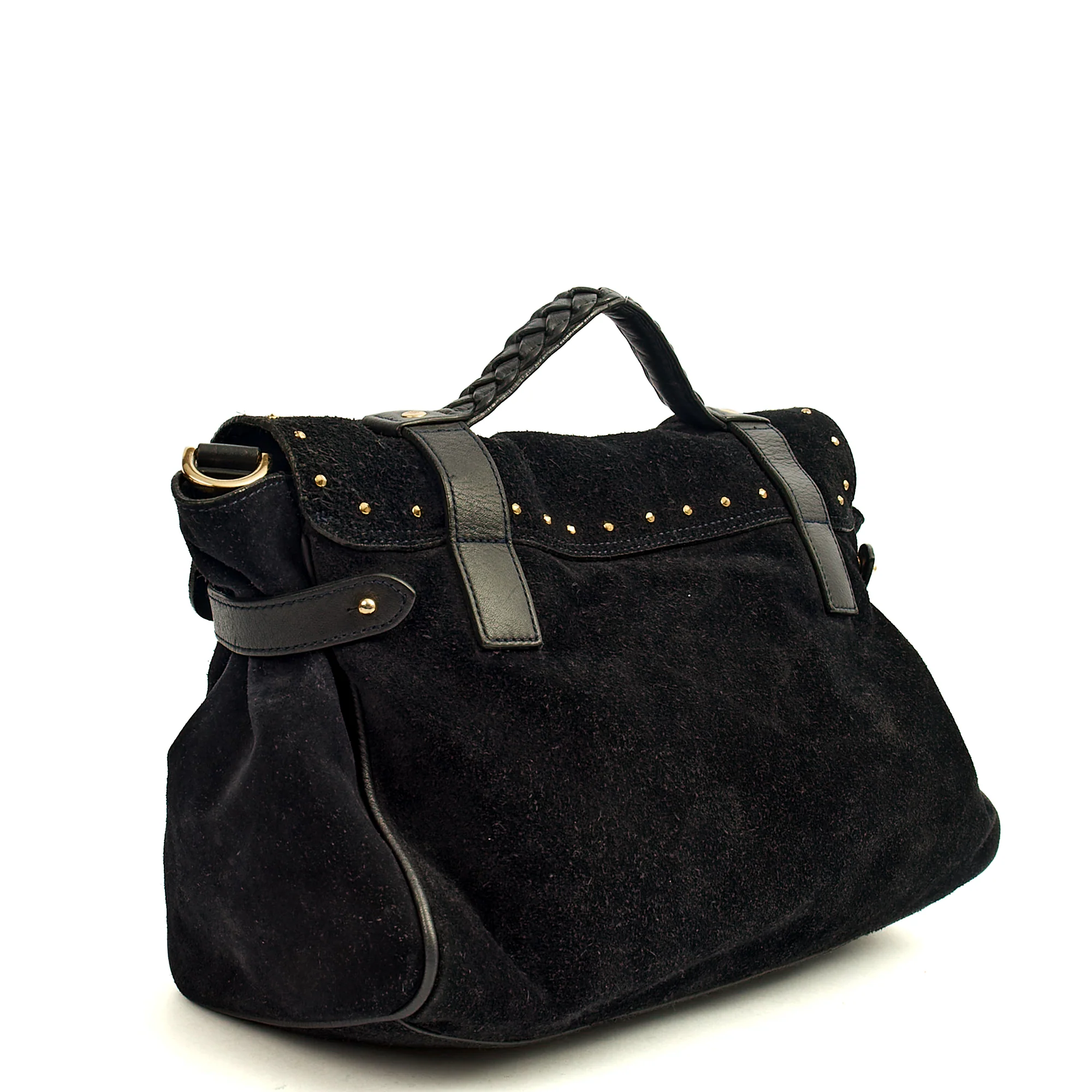 Mulberry Satchel Alexa Tassel in Black, Suede