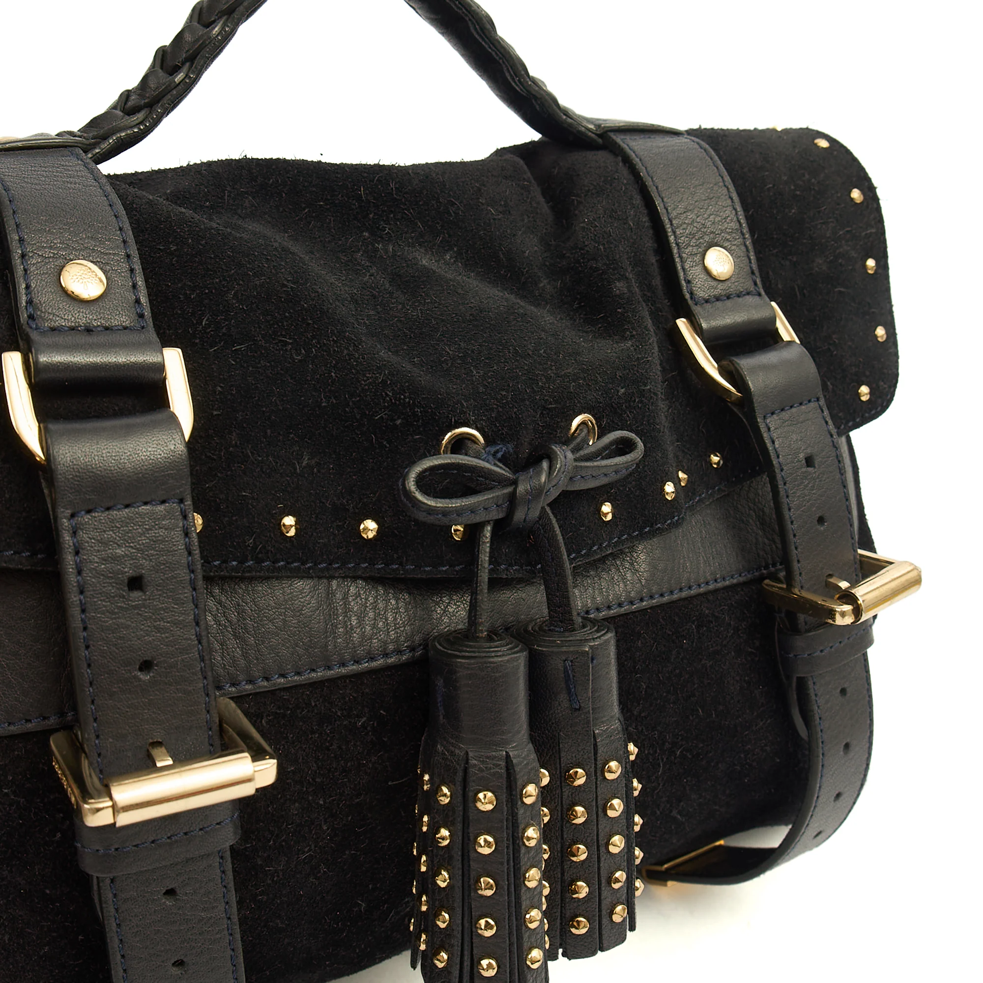 Mulberry Satchel Alexa Tassel in Black, Suede
