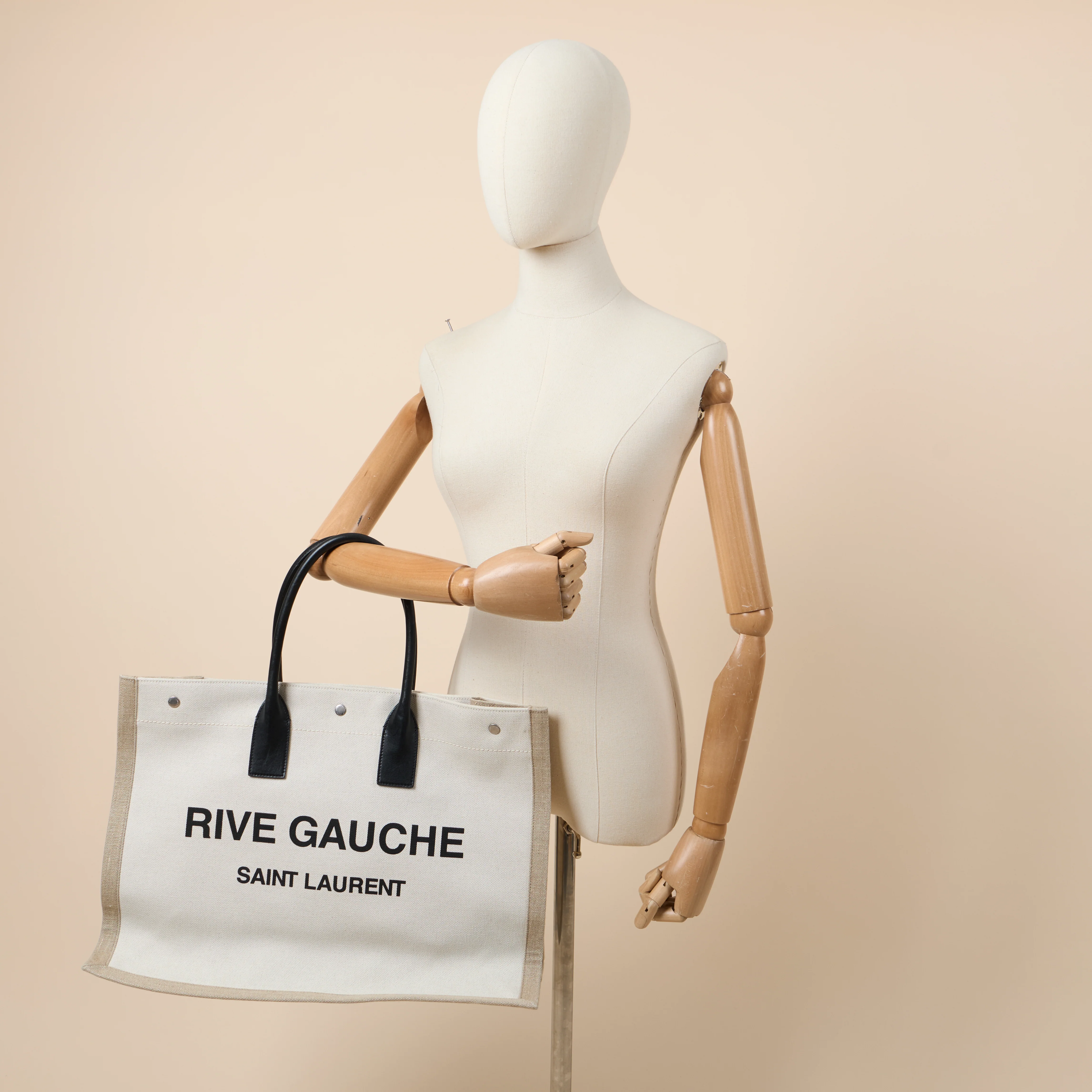 Saint Laurent Tote Rive Gauche Tote in Neutral, Fabric