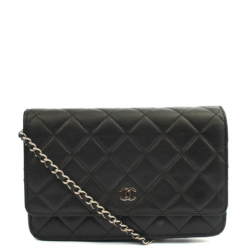 Picture of Chanel Cross Body Wallet on Chain in Black, Lambskin Leather