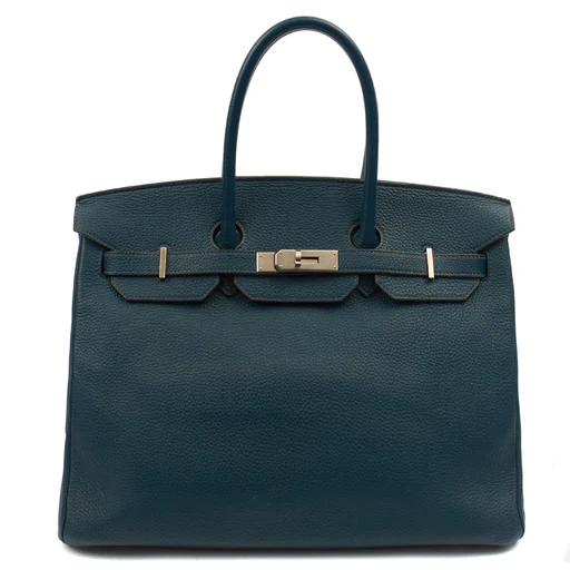 Picture of Hermes Top Handle Birkin 35 in Bleu De Prussee, Togo Leather
