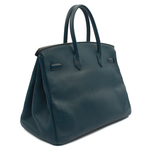 Picture of Hermes Top Handle Birkin 35 in Bleu De Prussee, Togo Leather