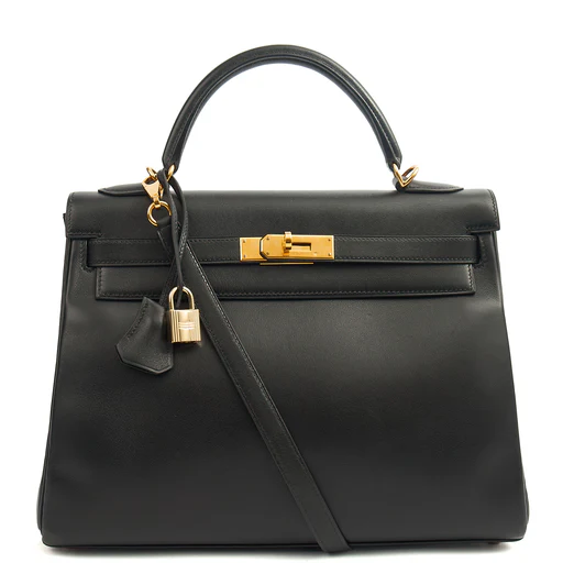 Picture of Hermes Top Handle Kelly 32 in Black, Box Calf Leather