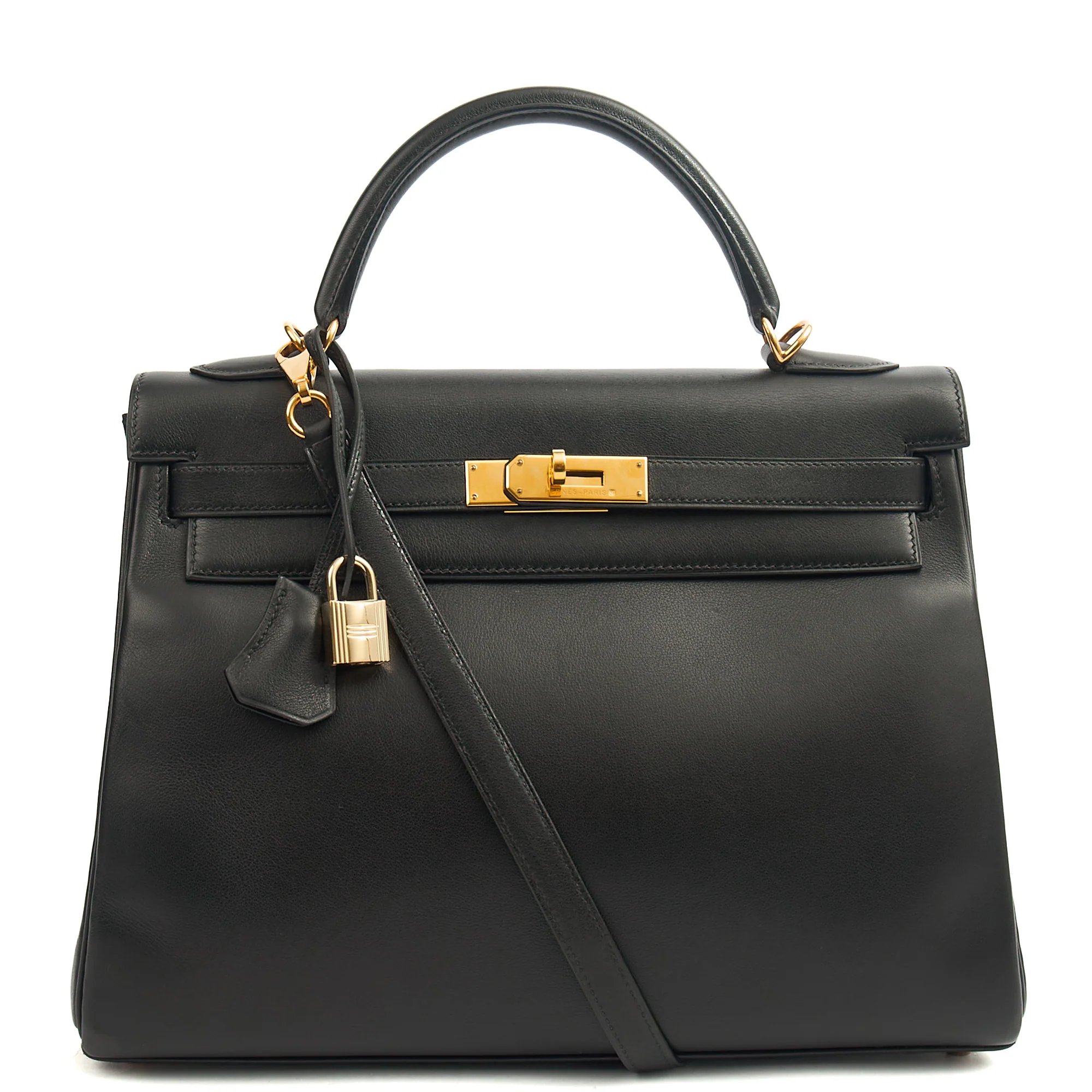 Picture of Hermes Top Handle Kelly 32 in Black, Box Calf Leather