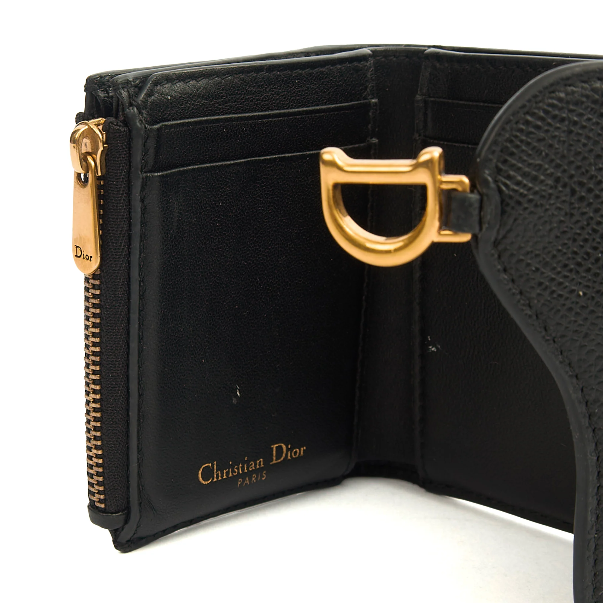 Picture of Christian Dior Wallet Saddle Coin Purse in Black, Calfskin