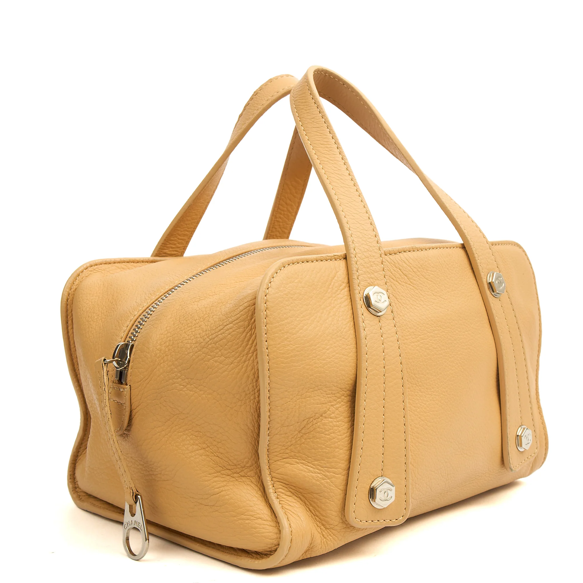 Picture of Chanel Top Handle Bowler in Cream, Calfskin Leather