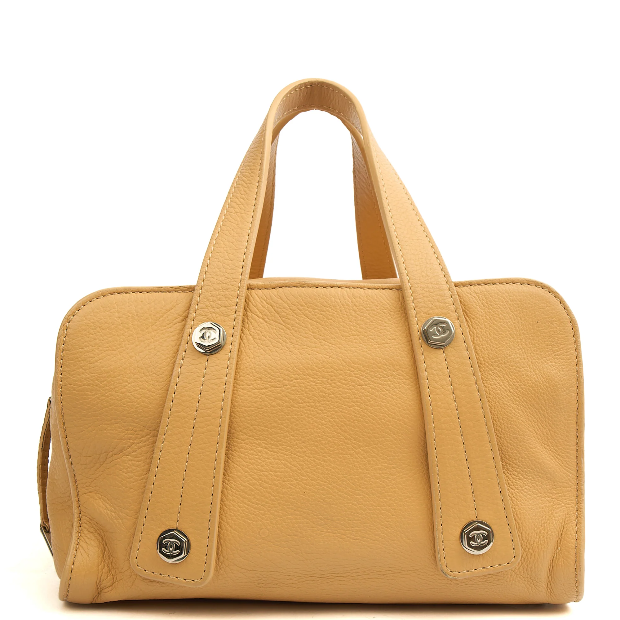 Picture of Chanel Top Handle Bowler in Cream, Calfskin Leather