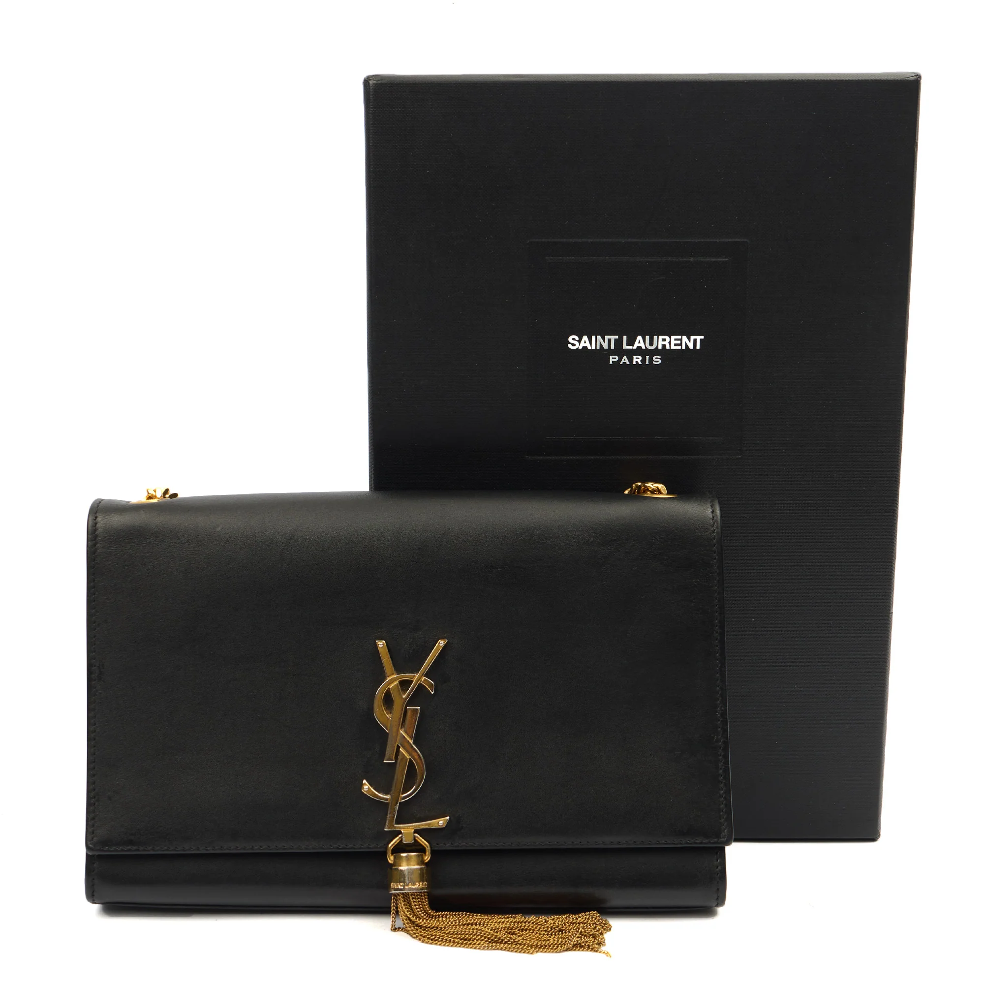 Picture of Saint Laurent Cross Body Kate Medium Tassle in Black, Calfskin Leather