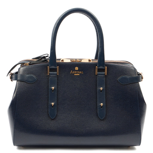 Picture of Aspinal of London Tote Brook Street  in Navy, Leather