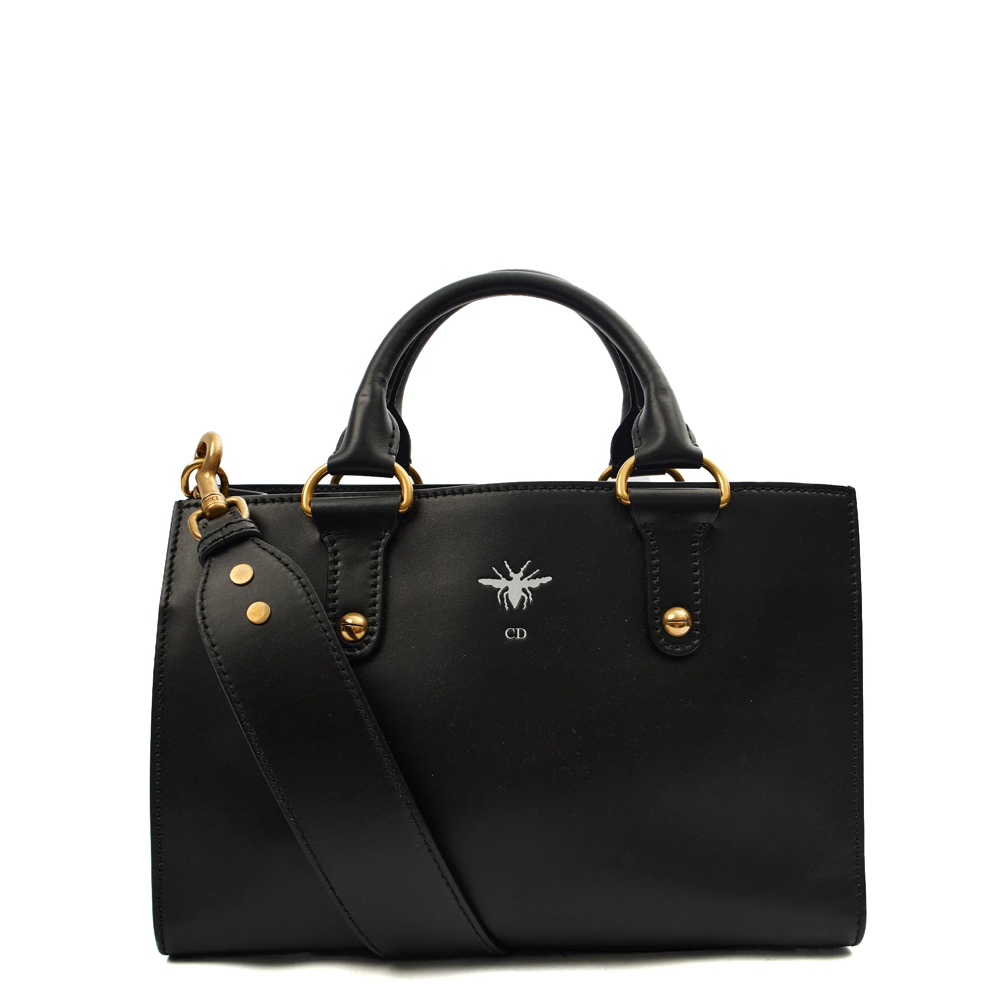 Picture of Christian Dior Tote D-Bee Shopping Bag in Black, Leather