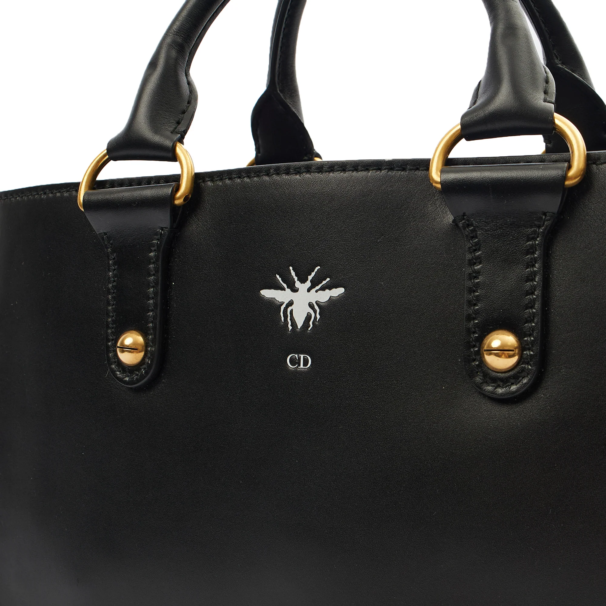 Picture of Christian Dior Tote D-Bee Shopping Bag in Black, Leather