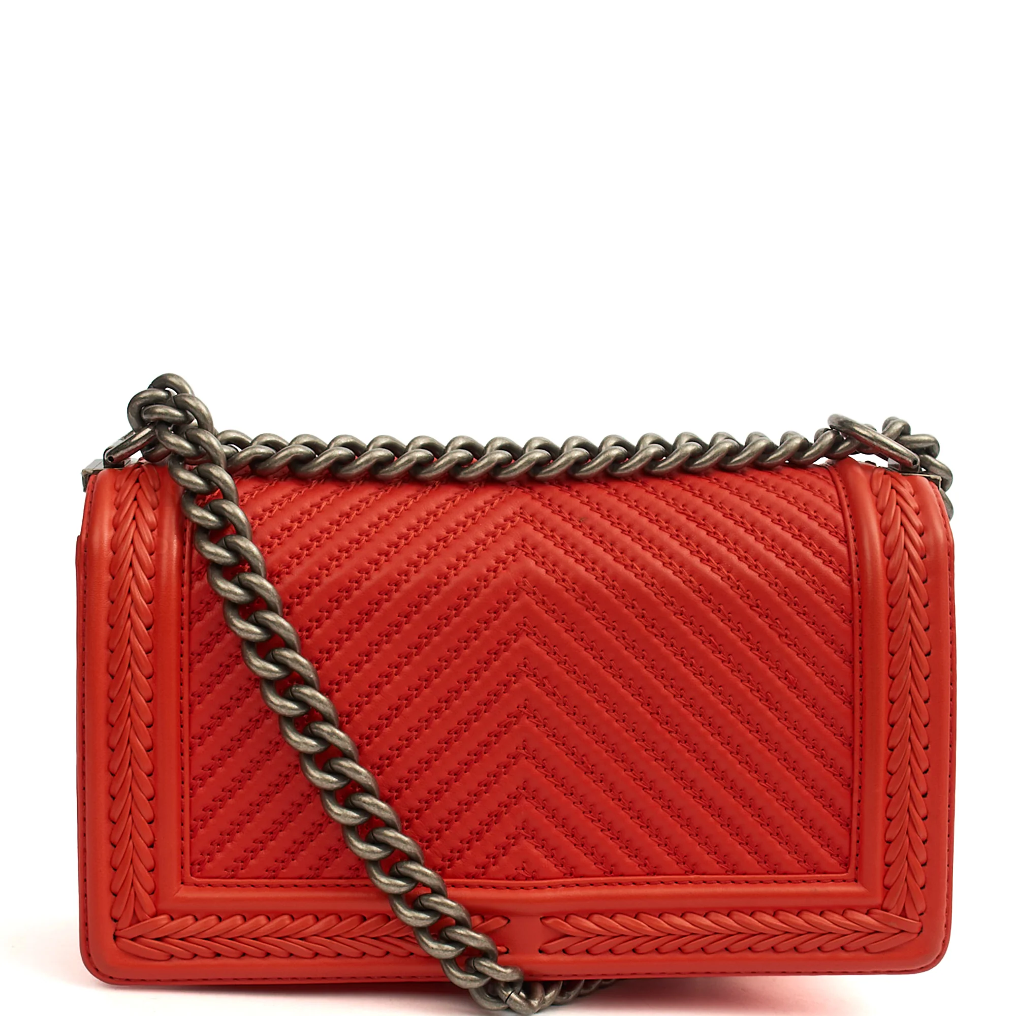 Picture of Chanel Cross Body Boy - Medium in Red, Calfskin Leather