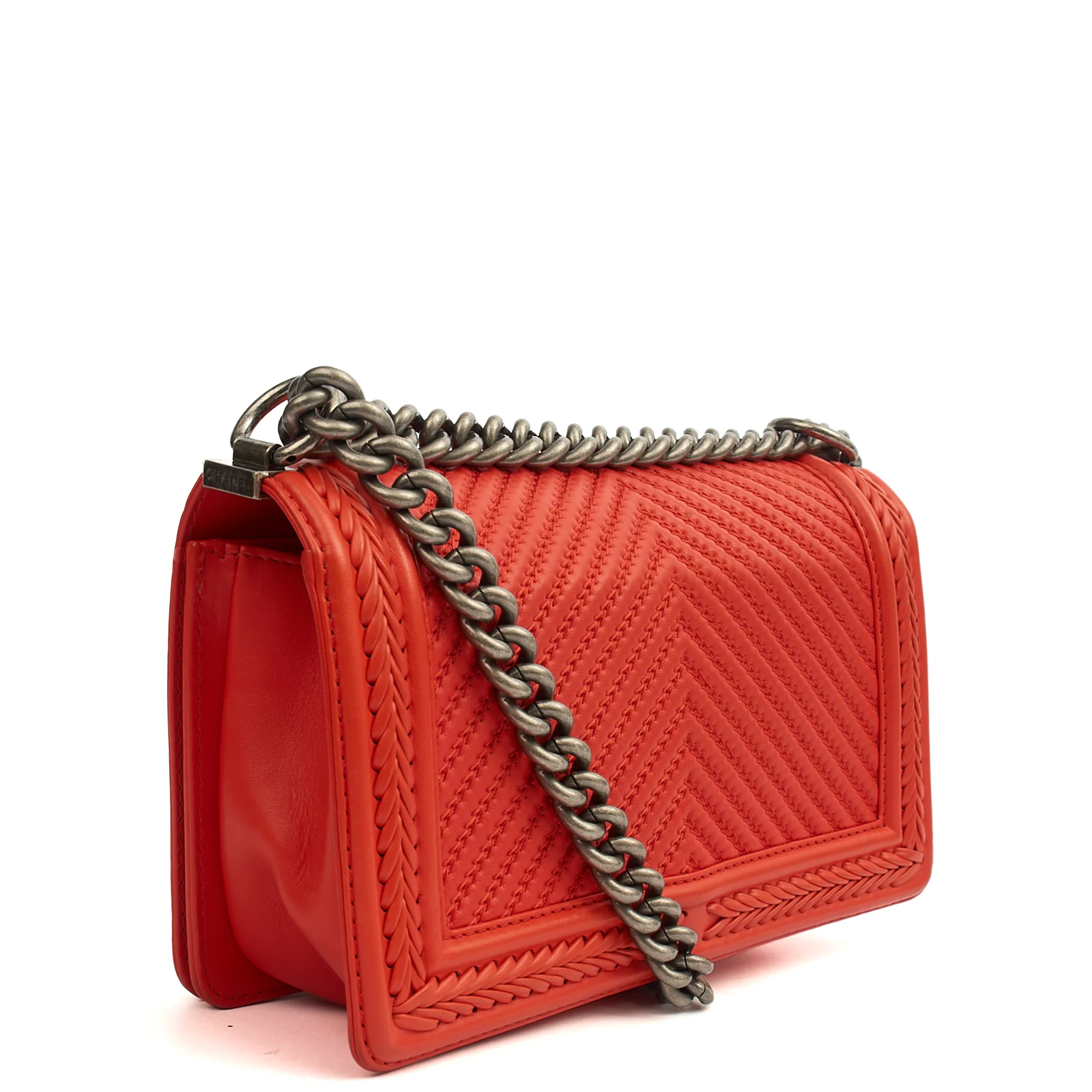 Picture of Chanel Cross Body Boy - Medium in Red, Calfskin Leather