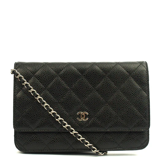 Picture of Chanel Cross Body Wallet on Chain in Black, Caviar Leather