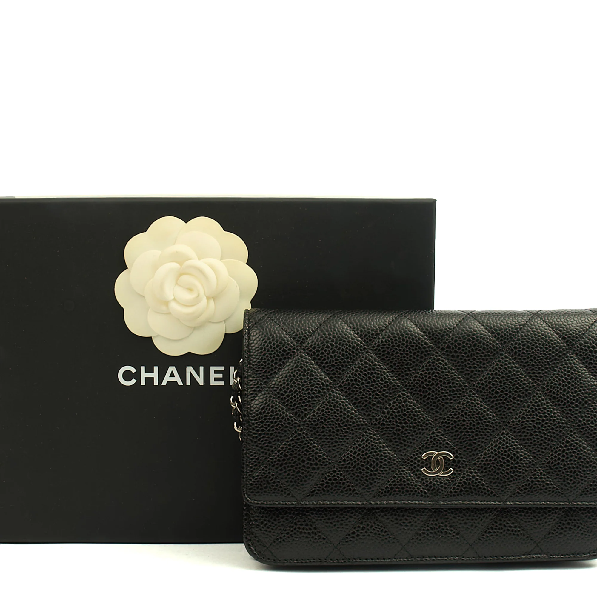 Picture of Chanel Cross Body Wallet on Chain in Black, Caviar Leather