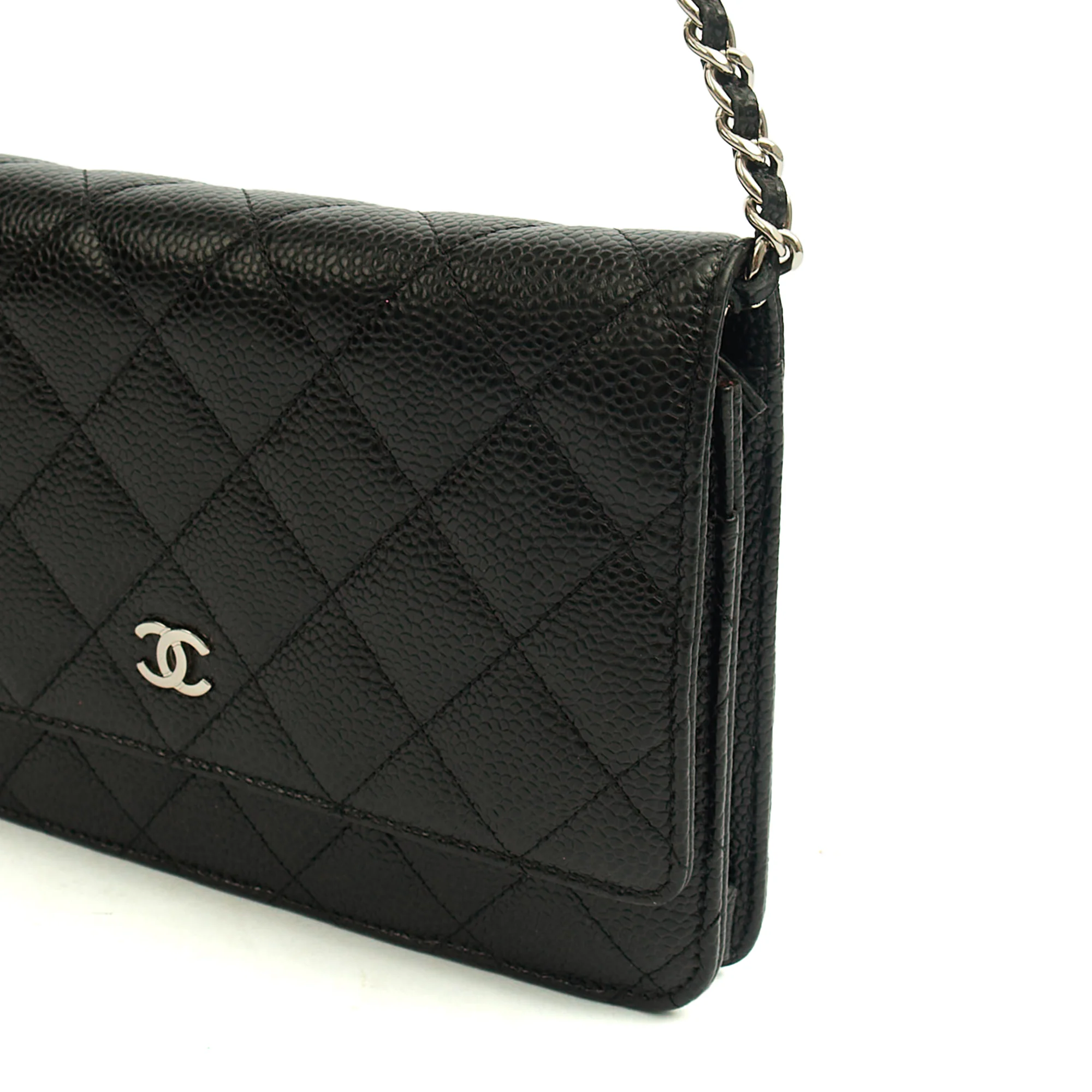 Picture of Chanel Cross Body Wallet on Chain in Black, Caviar Leather