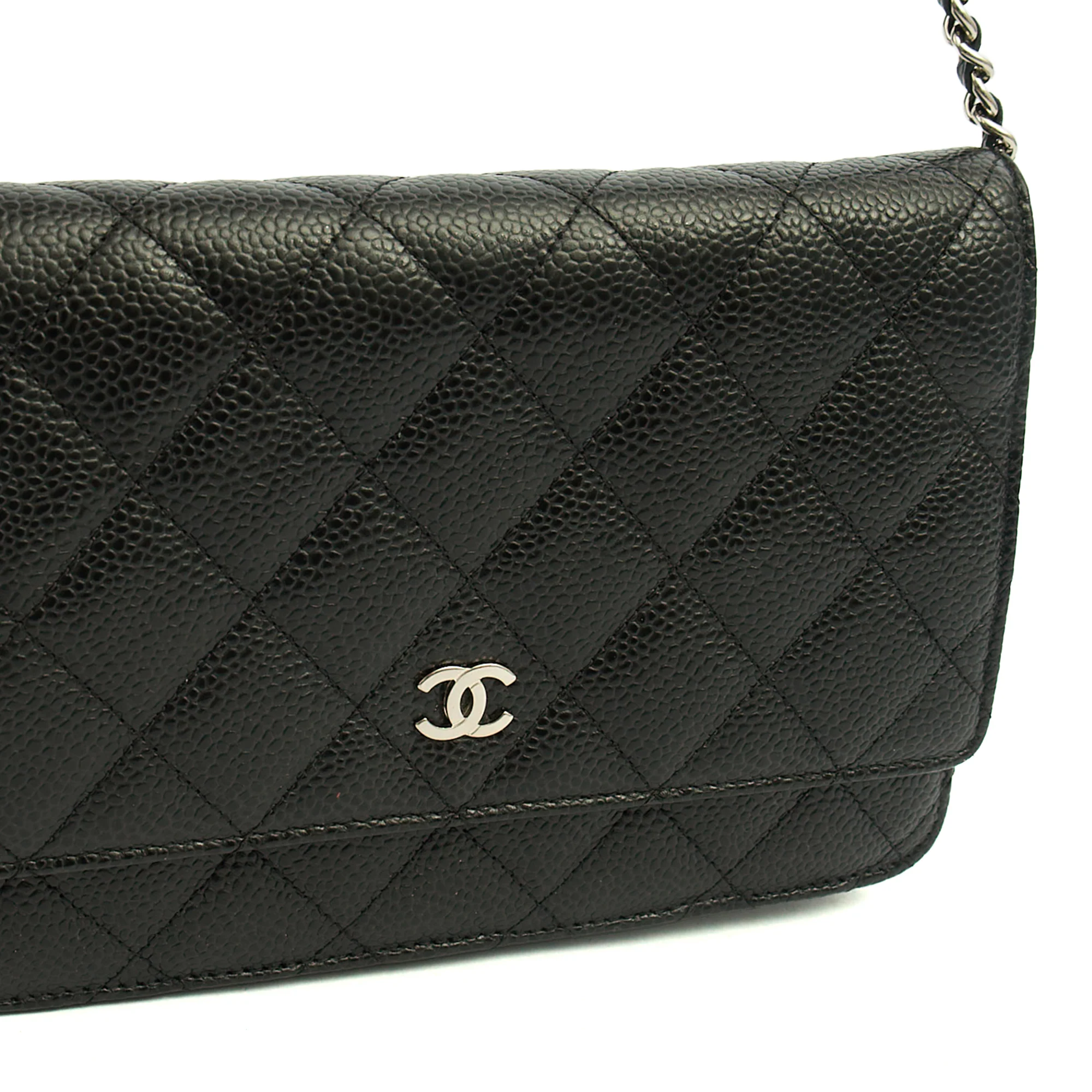 Picture of Chanel Cross Body Wallet on Chain in Black, Caviar Leather