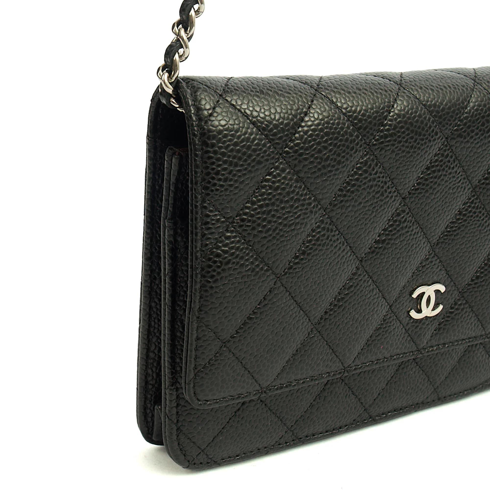 Picture of Chanel Cross Body Wallet on Chain in Black, Caviar Leather