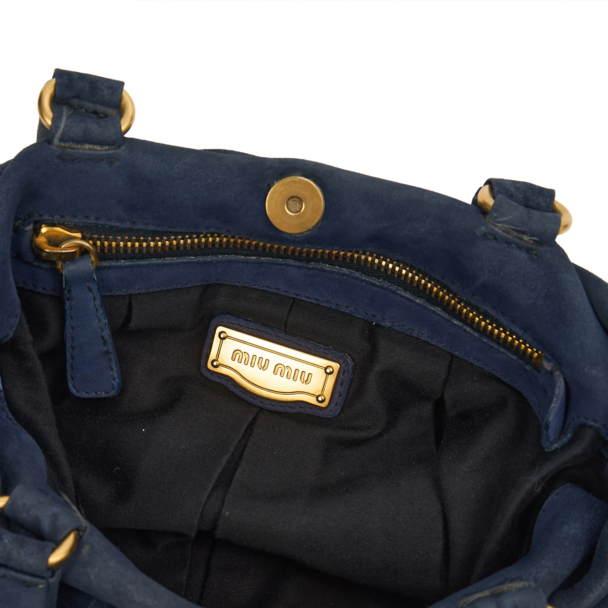 Picture of Miu Miu Tote Tote in Blue, Suede