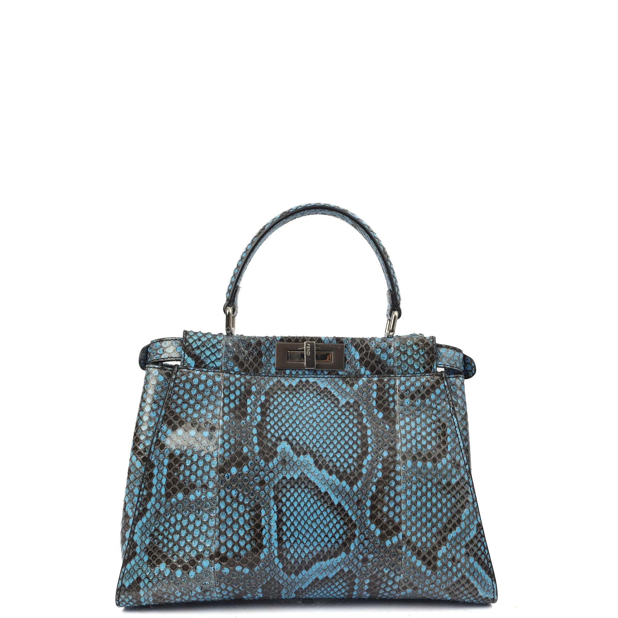Picture of Fendi Top Handle Peekaboo - Medium in Blue, Python Leather