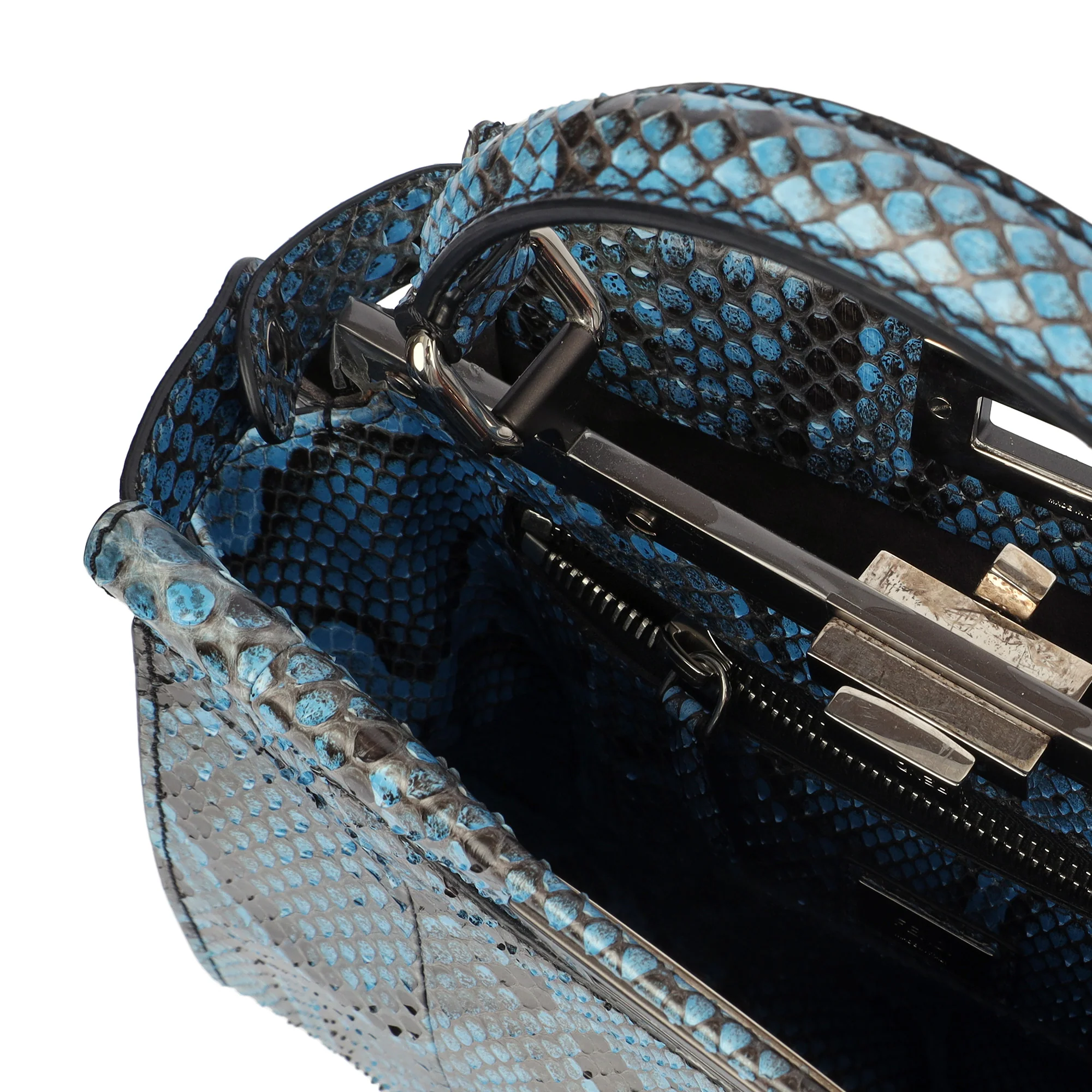 Picture of Fendi Top Handle Peekaboo - Medium in Blue, Python Leather