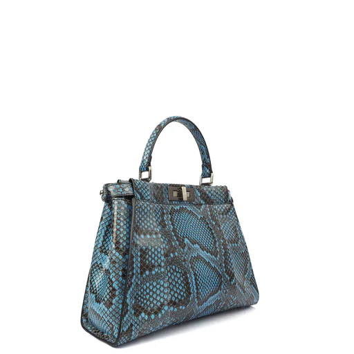 Picture of Fendi Top Handle Peekaboo - Medium in Blue, Python Leather