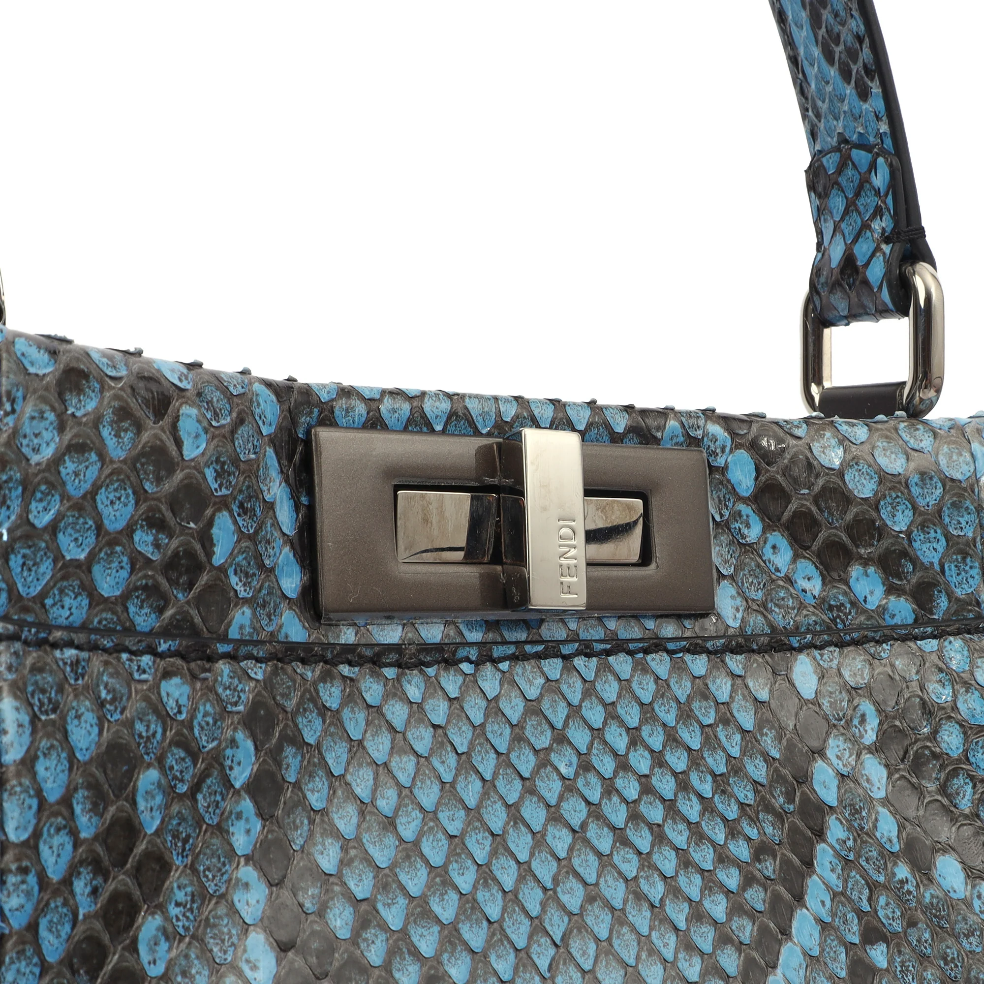 Picture of Fendi Top Handle Peekaboo - Medium in Blue, Python Leather