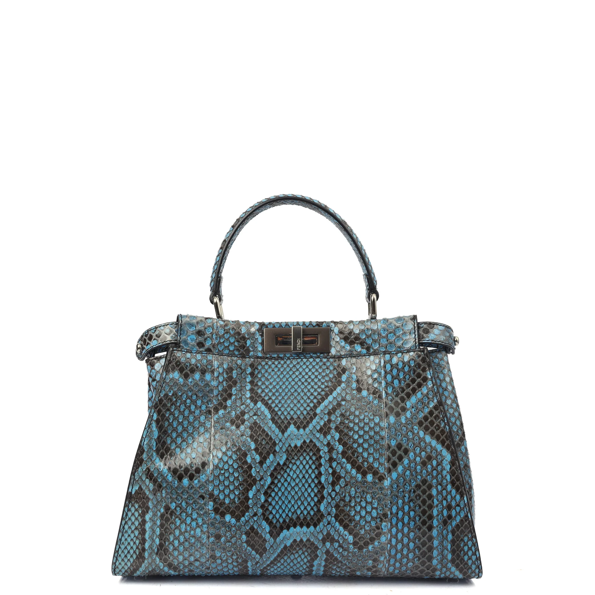 Picture of Fendi Top Handle Peekaboo - Medium in Blue, Python Leather